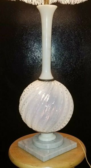 Archimede Seguso Lamp Italian Opalescent Bubble Glass Ball W/ Marble Massive Orb