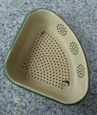 Primitive Enameled Metal Corner Sink Strainer