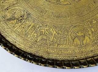 LARGE CAIROWARE ISLAMIC RELIGIOUS STORY BRASS TRAY 19TH CENTURY 26.  7 