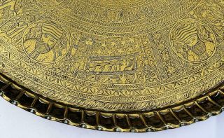 LARGE CAIROWARE ISLAMIC RELIGIOUS STORY BRASS TRAY 19TH CENTURY 26.  7 