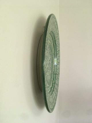 Vtg Mid Century Modern Fajalauza GItalian Spain Green Bird Wall Plate Platter 3