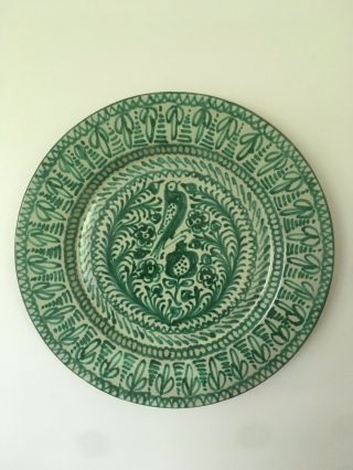 Vtg Mid Century Modern Fajalauza GItalian Spain Green Bird Wall Plate Platter 6