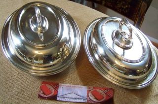 2 Large Queen Anne English Silver Warming Entree Tray Dishes Our Finethings4sale