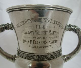 Good Antique Irish Sterling silver trophy cup,  Meath Hunt Races,  1929,  539g 2