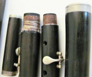 Antique Dark Wood Flute with Case 5 Nickel Keys Unbranded 24 