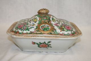 Famille Rose 19th Century Chinese Export Enamel Porcelain Covered Tureen 12