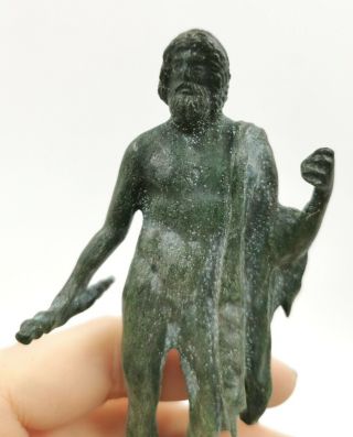 ANCIENT ROMAN CA.  300 AD BRONZE STATUE OF GOD ZEUS HOLDING THUNDERBOLT - R326 5