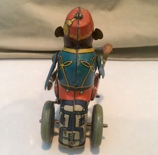 Rare ARNOLD,  US Zone Germany - Wind up Tin Monkey on tricycle 1946 with wind KEY 3