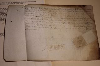 1560 Historical Handwritten Manuscript Parchment Skin Lord Seal Signature Certif