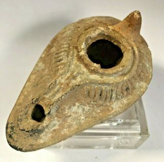 ANCIENT OIL LAMP HOLLY LAND,  MIDDLE EAST ' AS FOUND ' DEBRIS HAND DECORATED OLDER 10