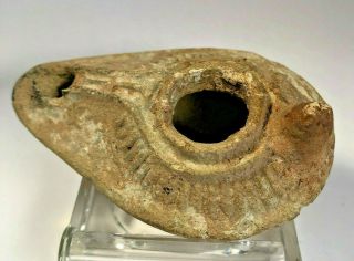 ANCIENT OIL LAMP HOLLY LAND,  MIDDLE EAST ' AS FOUND ' DEBRIS HAND DECORATED OLDER 7