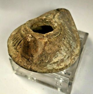 ANCIENT OIL LAMP HOLLY LAND,  MIDDLE EAST ' AS FOUND ' DEBRIS HAND DECORATED OLDER 9