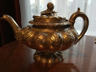 Exceptionally Good Hallmarked Silver Tea Pot Edinburgh 1827 843 Grams 2
