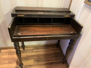 1915 - 1920 Mahogany Ladies Flip Top Writing Desk With Chair