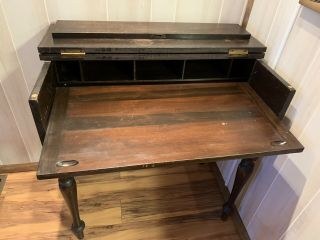 1915 - 1920 Mahogany Ladies Flip Top Writing Desk With Chair 3