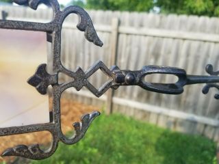 Vintage Antique Cast Iron Weather Vane Arrow Slag Glass 5