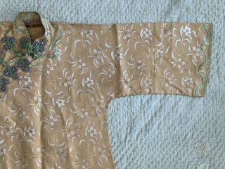 Vintage 1930s Chinese Yellow Floral Silk Damask Cheongsam Qipao Floral Closures 6