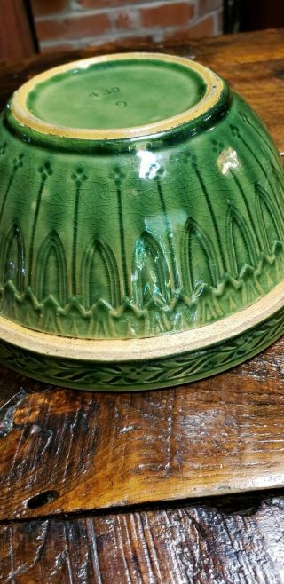 Vintage Stoneware Mixing Bowl,  Crock,  Green,  5 - 1/2 X 9 - 1/2,  Color 5
