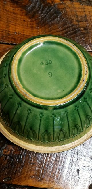 Vintage Stoneware Mixing Bowl,  Crock,  Green,  5 - 1/2 X 9 - 1/2,  Color 6