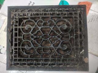 Antique Vintage Ornate Wall Grate Heat Register Vent And Damper Cast Iron