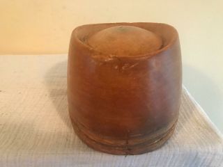 Vintage Fedora Crown /millinery Wood Block Hat Making /form/mold/brim