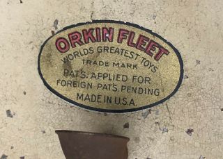 Antique Tin Orkin Craft Fleet U.  S.  S.  York Battleship B2 Toy Boat Ship 11