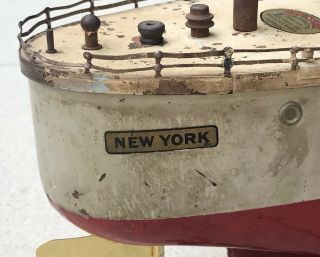 Antique Tin Orkin Craft Fleet U.  S.  S.  York Battleship B2 Toy Boat Ship 12