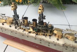 Antique Tin Orkin Craft Fleet U.  S.  S.  York Battleship B2 Toy Boat Ship 8