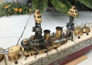 Antique Tin Orkin Craft Fleet U.  S.  S.  York Battleship B2 Toy Boat Ship 9
