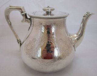 Good Antique Victorian Sterling Silver Teapot,  1875,  715 Grams