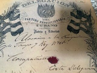 1892 doc Manuscript JOSE MARTI SIGNED Revolution War USA Cuban SPAIN 2