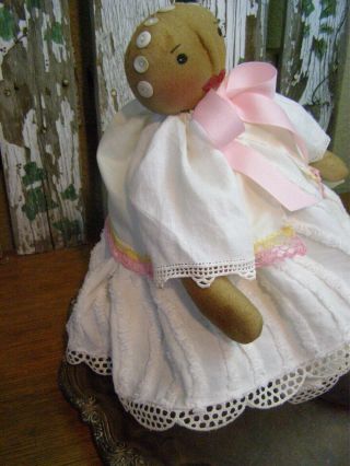 PRIMITIVE FOLK ART DOLL,  VINTAGE LINENS,  OLD PHOTO,  OLD BUTTONS,  FOLK ART DOLL 6