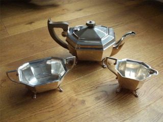 Antique Solid Silver 3 Piece Teaset Sheffield 1936 E Viner 968.  9g Not Scrap