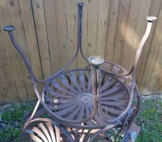 4 Francois Carre Sunburst Pinwheel Spring Steel Garden Arm Chairs 3
