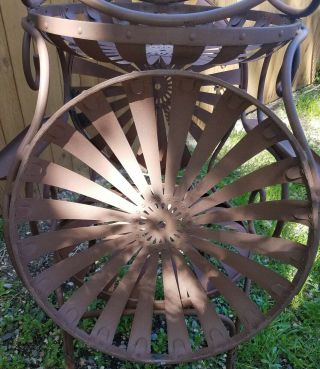 4 Francois Carre Sunburst Pinwheel Spring Steel Garden Arm Chairs 4