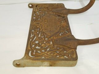 Antique Koken barber chair foot rest support lower with brackets cast iron 5