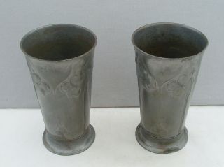 ORIVIT PEWTER GERMANY ART NOUVEAU JUGENDSTIL VASES/BEAKERS c.  1900 WMF 2