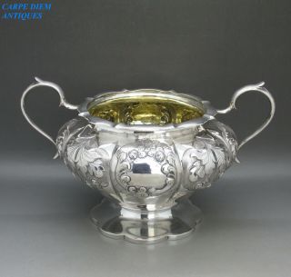 Antique Victorian Large Heavy Solid Silver Irish Sugar Bowl 490g Dublin 1886