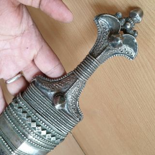 25 Old Rare Antique Islamic Yemeni Silver Carved Dagger Jambiya Khanjar Signed 5