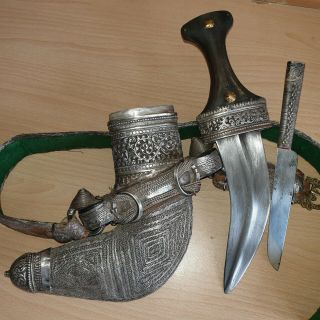 24 Old Islamic Omani Silver Jambiya Jambya Khanjar Bedouin Dagger,  OKAPI Knife 8