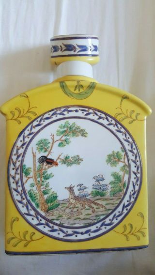 Rare Antique Chinese Yellow Blue & Green Hand Painted Tea Caddy Jar Signed Base