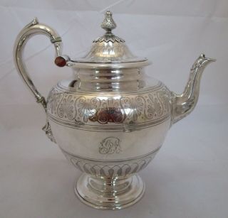 Good Antique Victorian Sterling Silver Scottish Teapot,  1862,  809 Grams