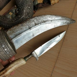 23 Old Islamic Yemeni Silver Dagger with Knife Jambiya Jambya Khanjar Bedouin 10