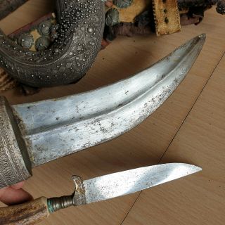 23 Old Islamic Yemeni Silver Dagger with Knife Jambiya Jambya Khanjar Bedouin 11