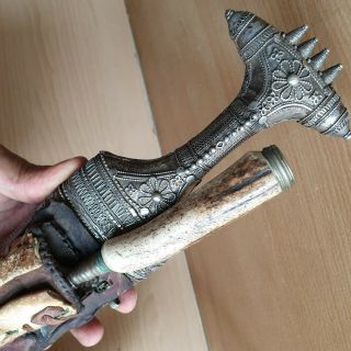 23 Old Islamic Yemeni Silver Dagger with Knife Jambiya Jambya Khanjar Bedouin 9