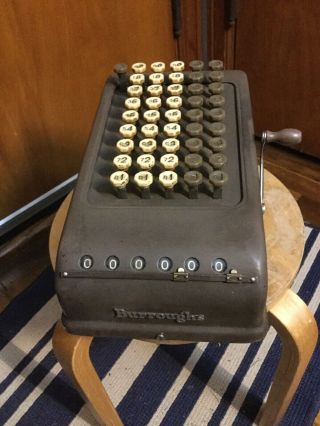 Burroughs Narrow Capacity Key - Driven Calculator Adding Machine,  Made In Detroit
