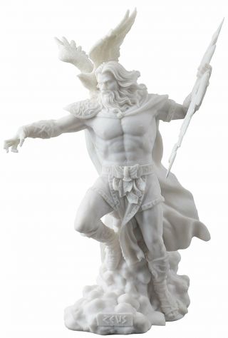White Zeus Holding Thunderbolt W/ Eagle Greek Mythology Well - Made,