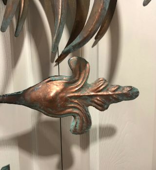 3D CROWING ROOSTER Weathervane AGED COPPER PATINA FINISH Handcrafted FUNCTIONAL 10