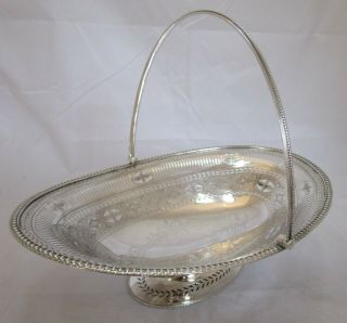 Good Antique Victorian Sterling Silver Pierced Cake Basket,  1889,  522 Grams