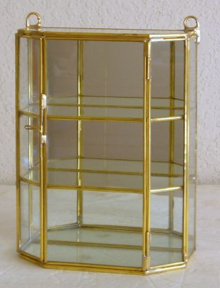 Glass And Brass Small Curio Display Cabinet